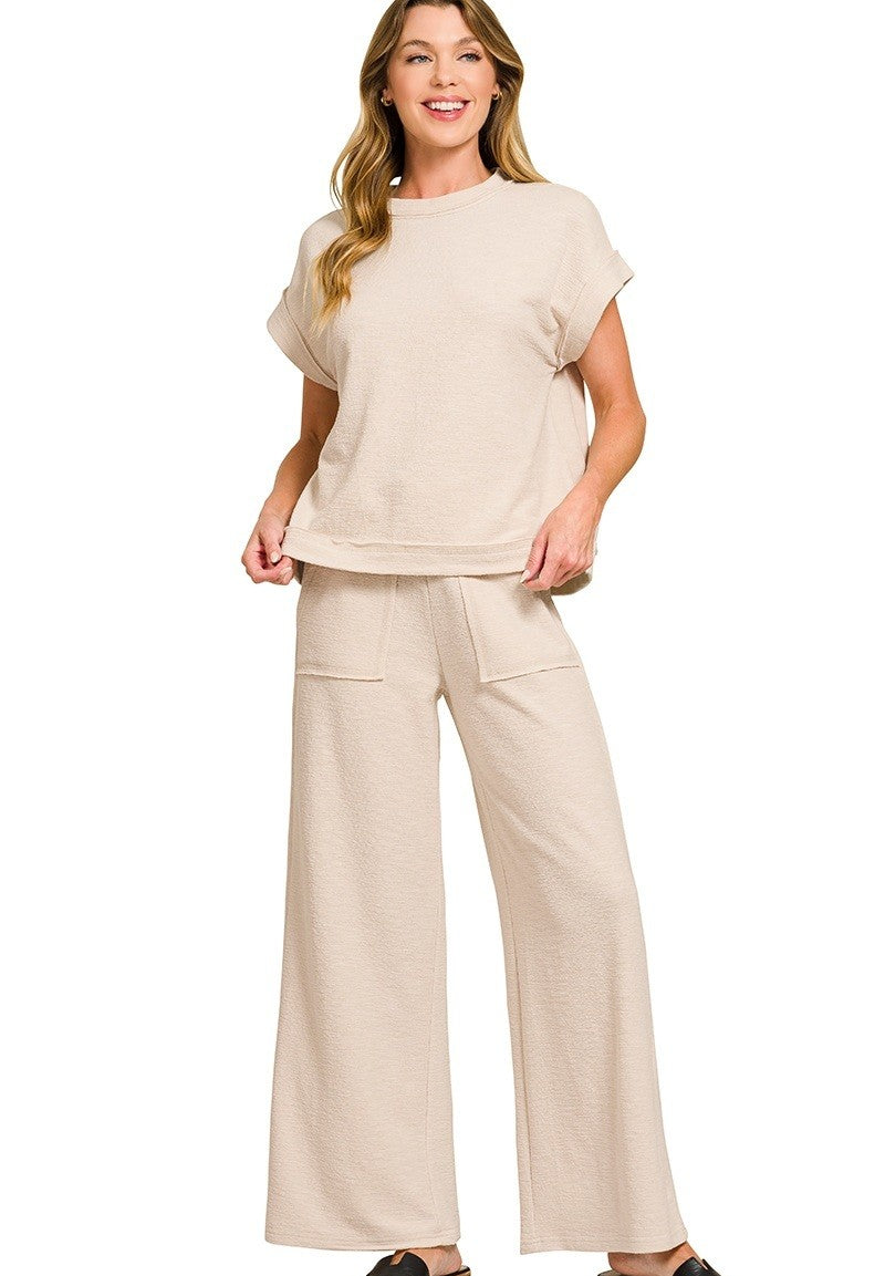 Plus-Size Premium Textured Slub Two-Piece Comfort Set