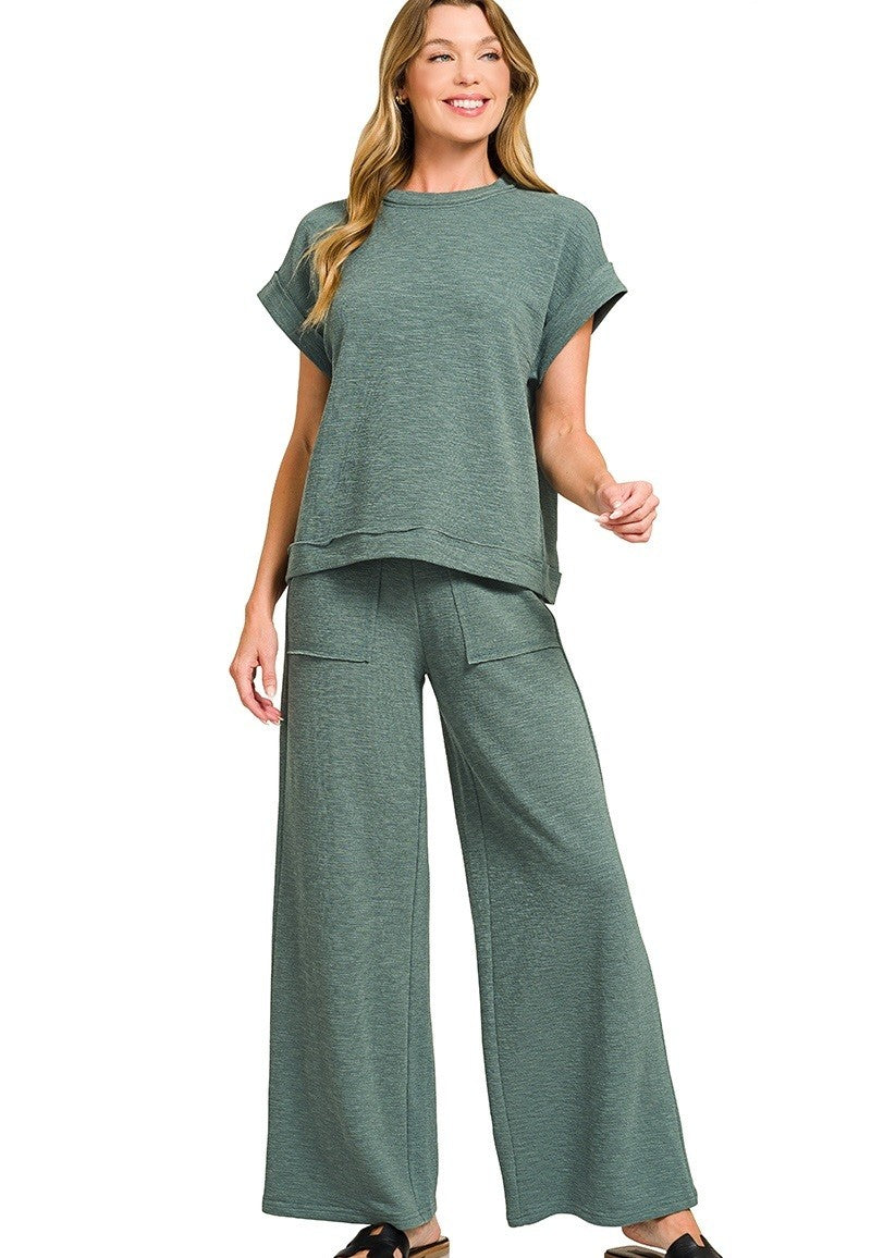 Plus-Size Premium Textured Slub Two-Piece Comfort Set