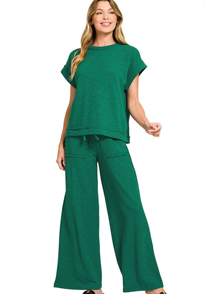 Plus-Size Premium Textured Slub Two-Piece Comfort Set