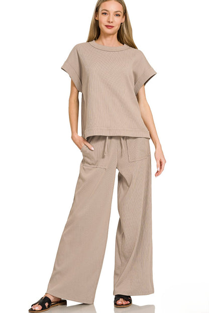 Women's Ribbed Knit 2-Piece Set Loungewear