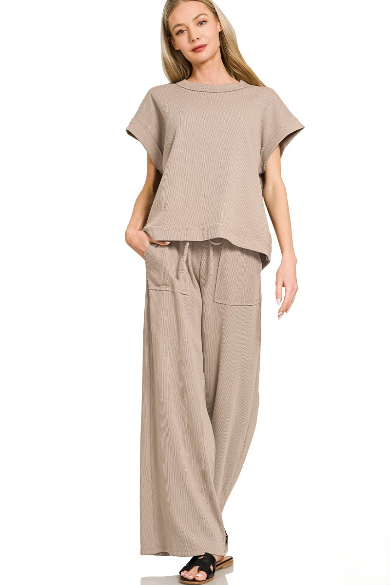 Women's Ribbed Knit 2-Piece Set Loungewear