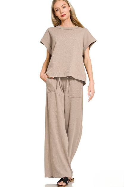 Women's Ribbed Knit 2-Piece Set Loungewear