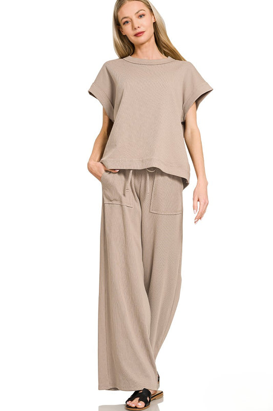 Women's Ribbed Knit 2-Piece Set Loungewear