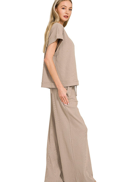 Women's Ribbed Knit 2-Piece Set Loungewear