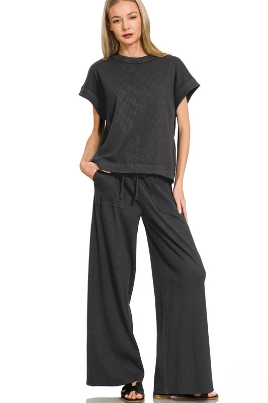 Women's Ribbed Knit 2-Piece Set Loungewear