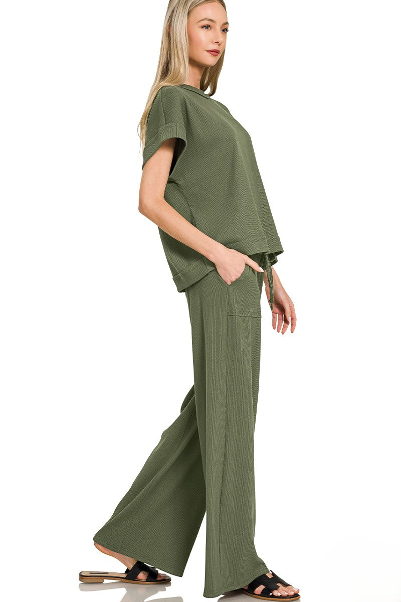 Women's Ribbed Knit 2-Piece Set Loungewear