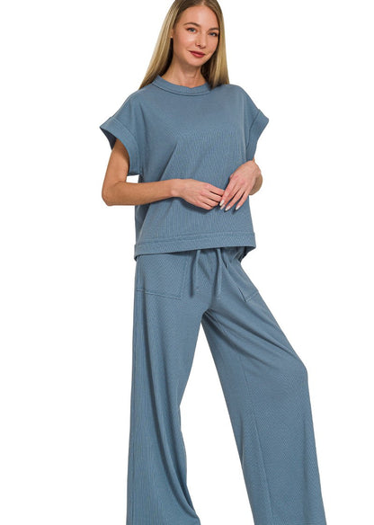 Women's Ribbed Knit 2-Piece Set Loungewear