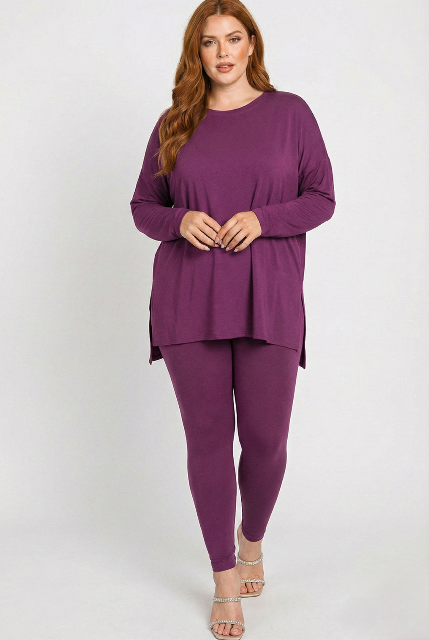 Plus Size Brushed DTY Long Sleeve Tunic & Leggings Set