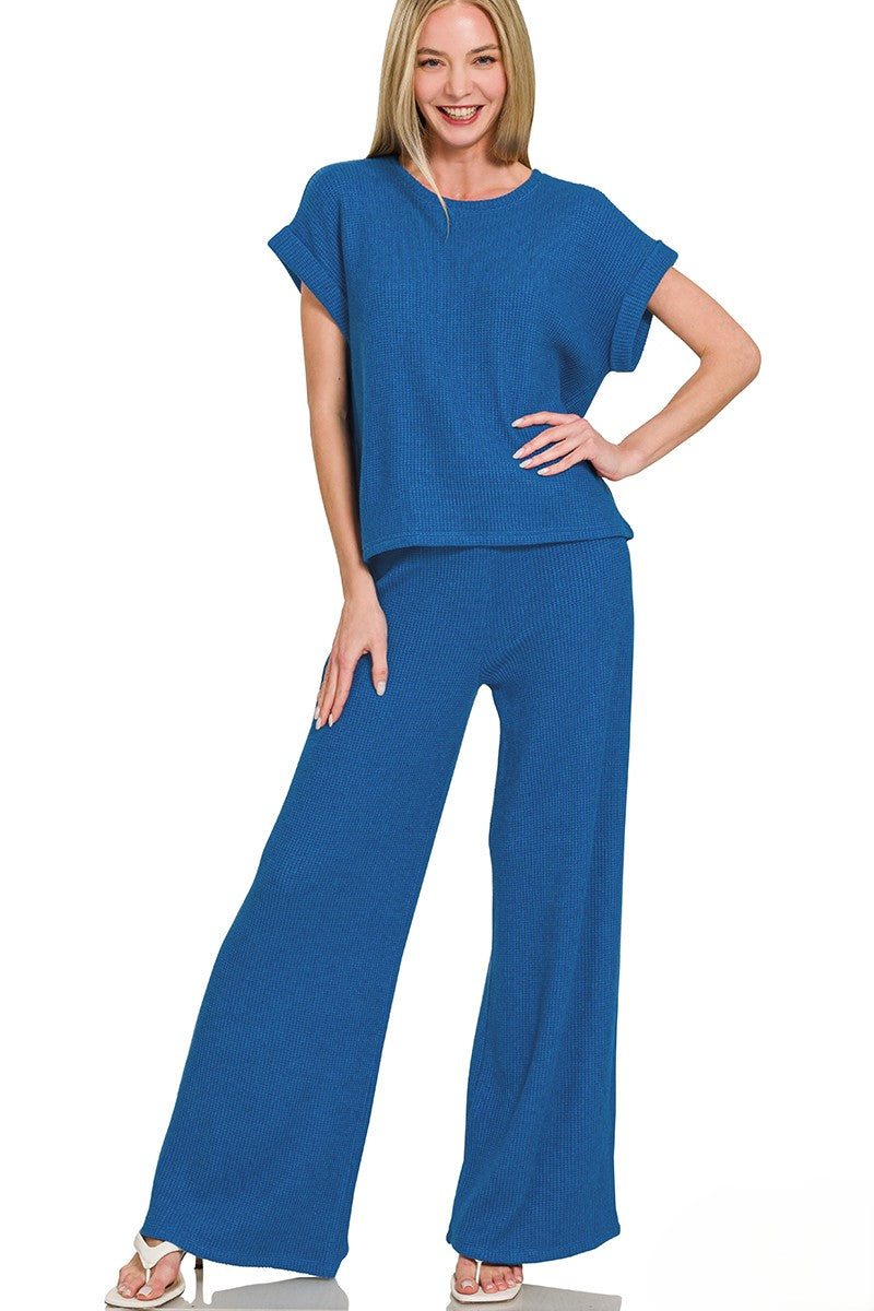 Cozy Chic Rolled Sleeve Sweater & Pant Set