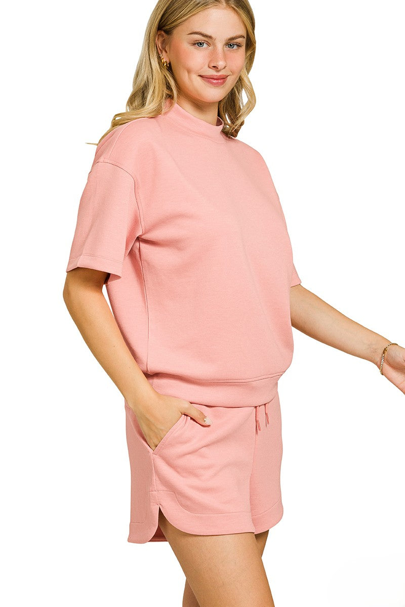 Scuba High-Neck Top and Dolphin Shorts Lounge Set