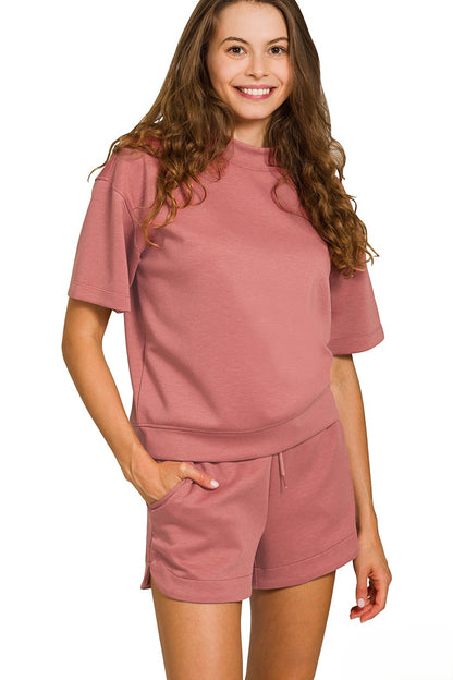 Scuba High-Neck Top and Dolphin Shorts Lounge Set