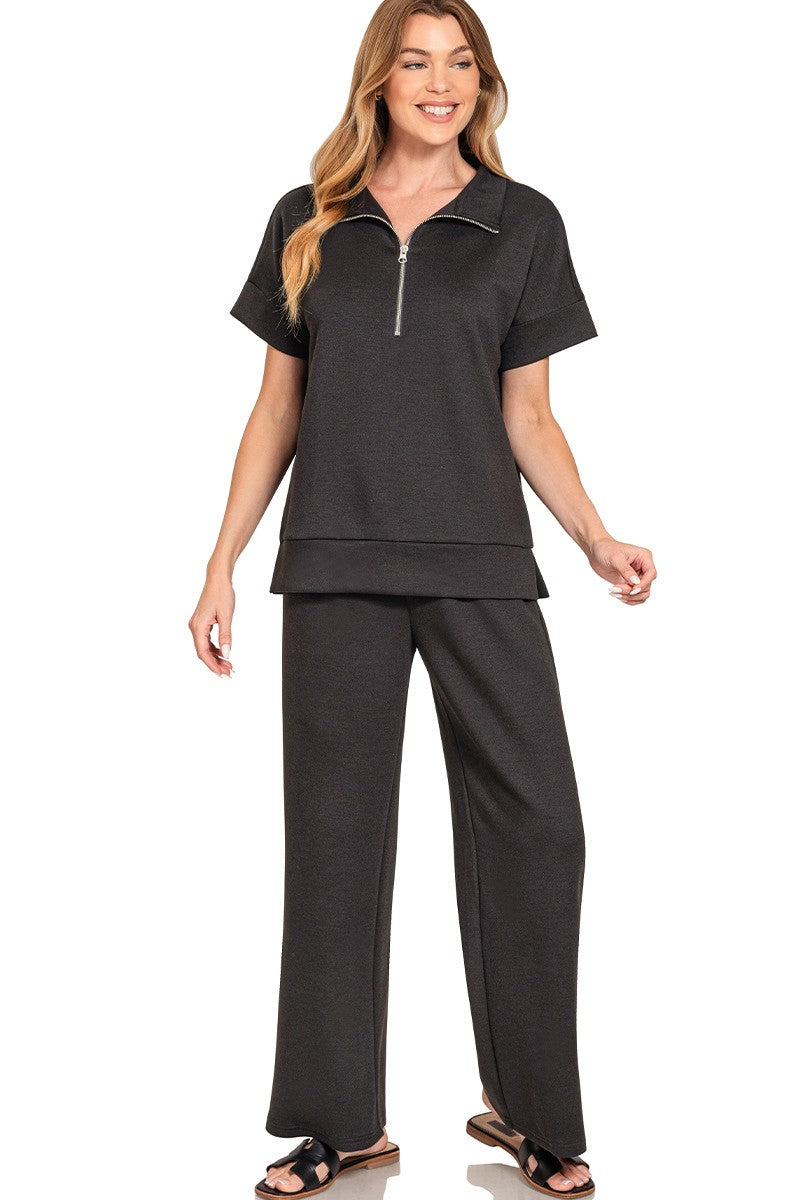 Luxe Scuba Two-Piece Set: High Neck Half-Zip