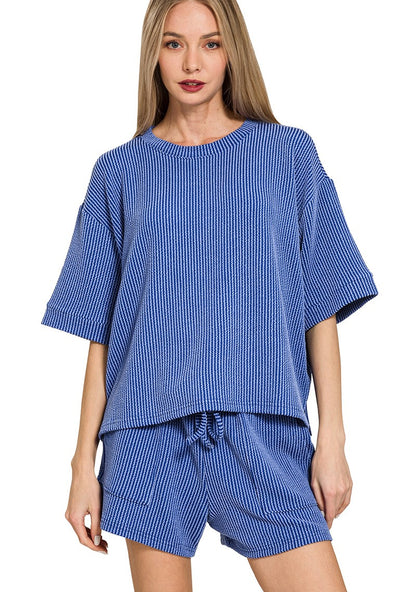 Ribbed Knit Short Sleeve Set