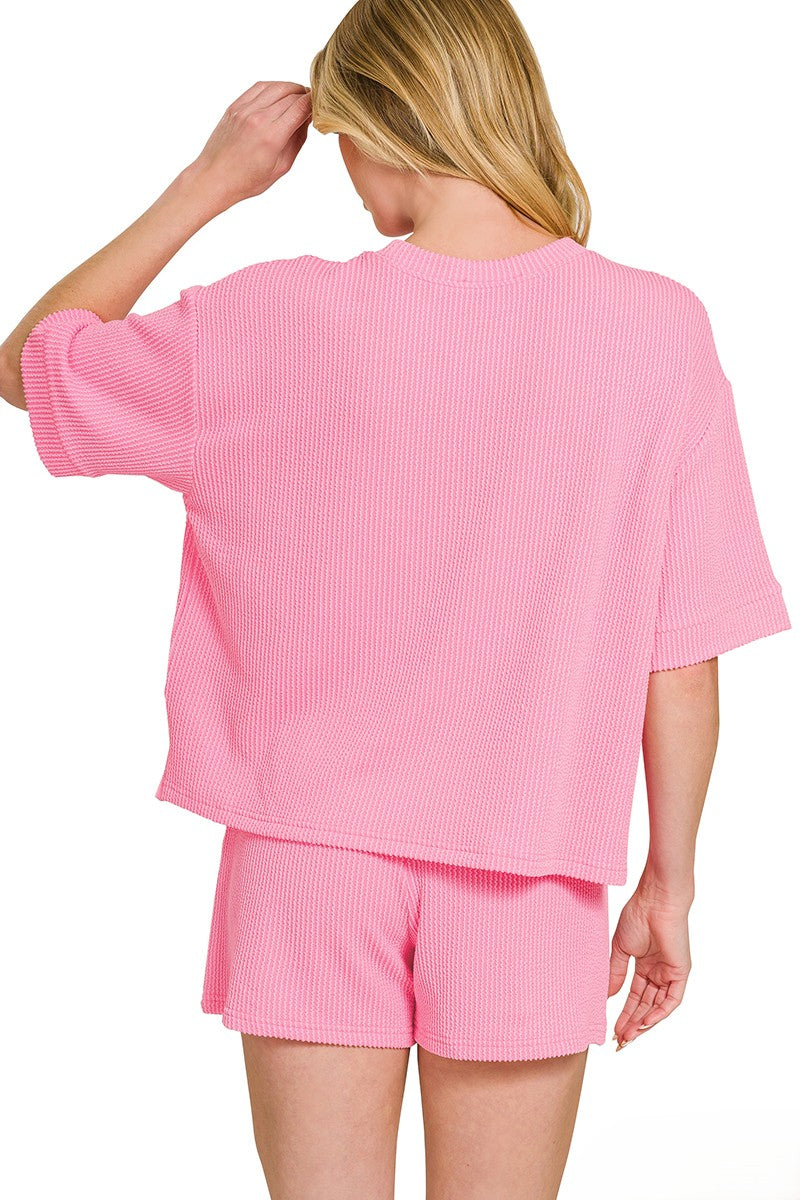 Ribbed Knit Short Sleeve Set