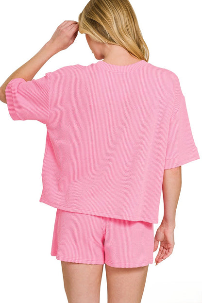 Ribbed Knit Short Sleeve Set